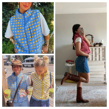 Ceylan® Checkered Sherpa Fleece Vest