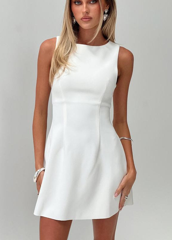 Women¡¯s Mini Dress with Boat Neck and Sculptural A-Line Silhouette