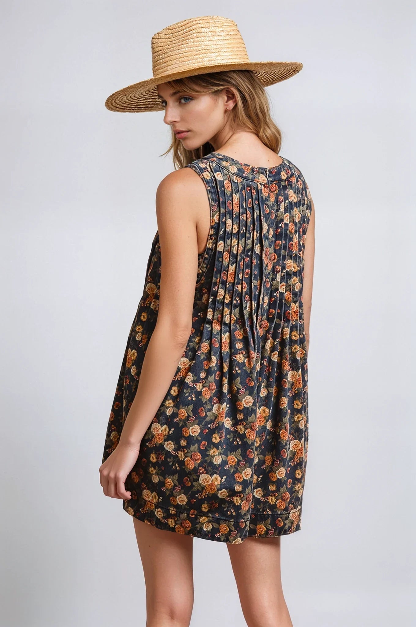 Women Vintage Bloom Denim Romper