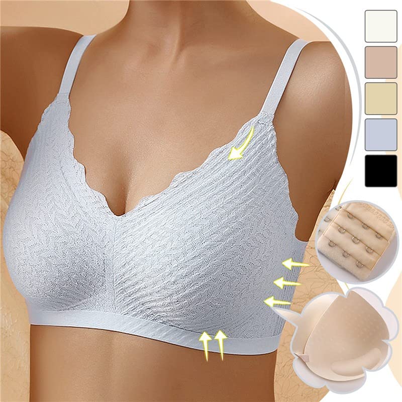 Women's Seamless Comfort Bra with Scalloped V-Neckline and Soft Textured Finish