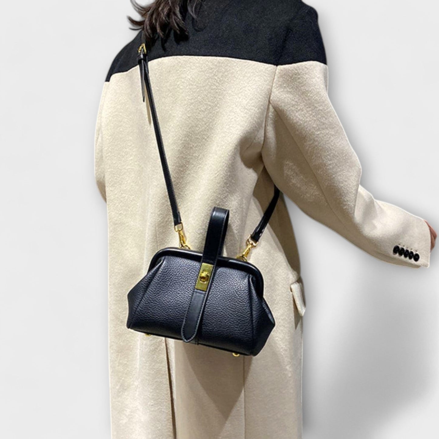 Women’s Mini Handbag with Turn-Lock Closure and Crossbody Strap