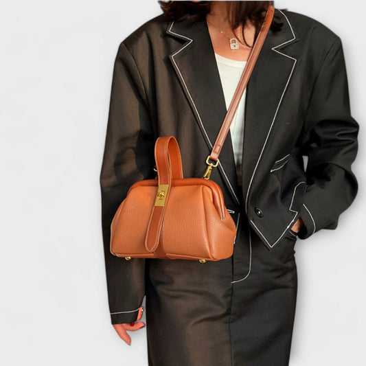 Women’s Mini Handbag with Turn-Lock Closure and Crossbody Strap