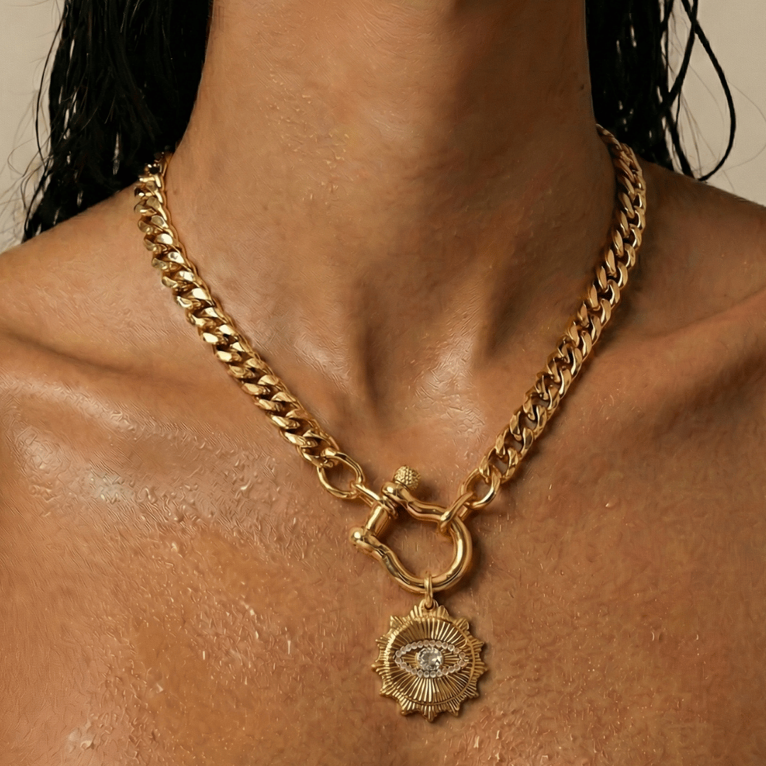 Women's Chain Necklace with Evil Eye Charm
