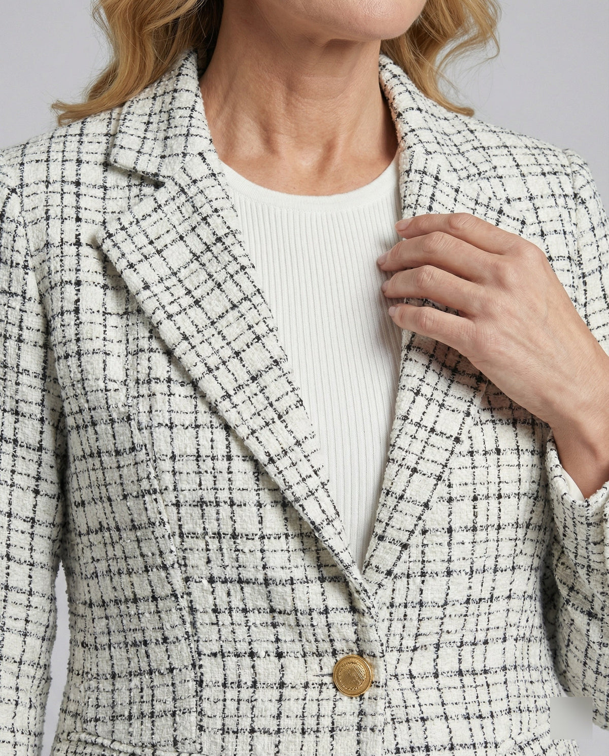 Women's Houndstooth Tailored Blazer Single Button