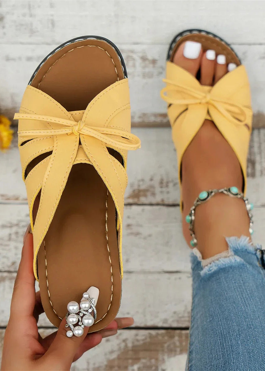 Women’s Wedge Sandals with Bowknot Detail and Open Toe Slide Design