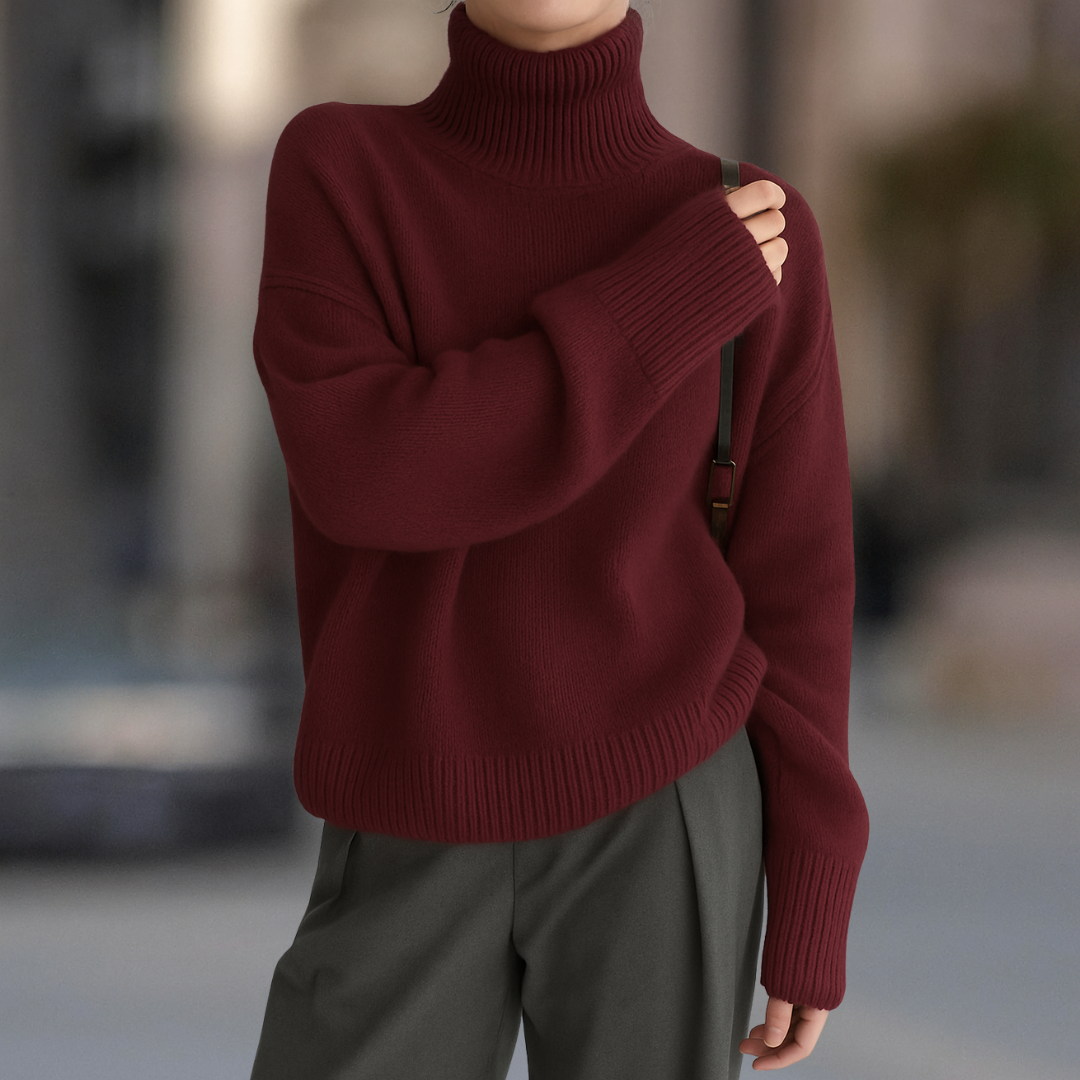 Women¡¯s Turtle Neck Drop Shoulder Casual Winter Sweater