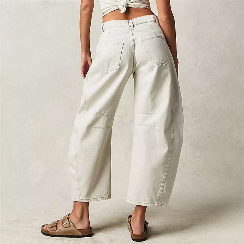 Women’s Barrel Leg Jeans High Waist Relaxed Fit Denim