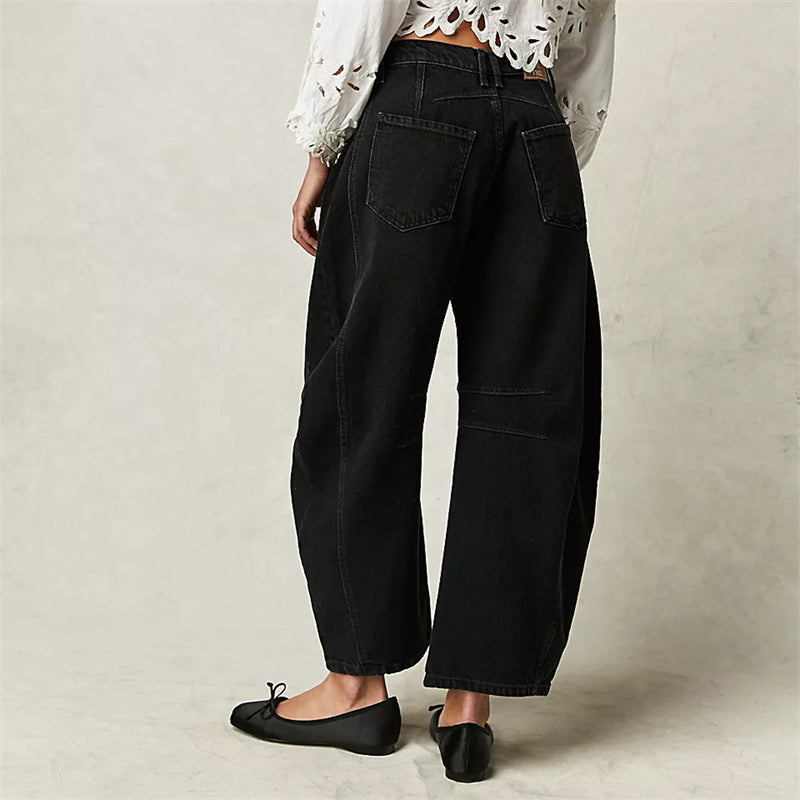 Women’s Barrel Leg Jeans High Waist Relaxed Fit Denim