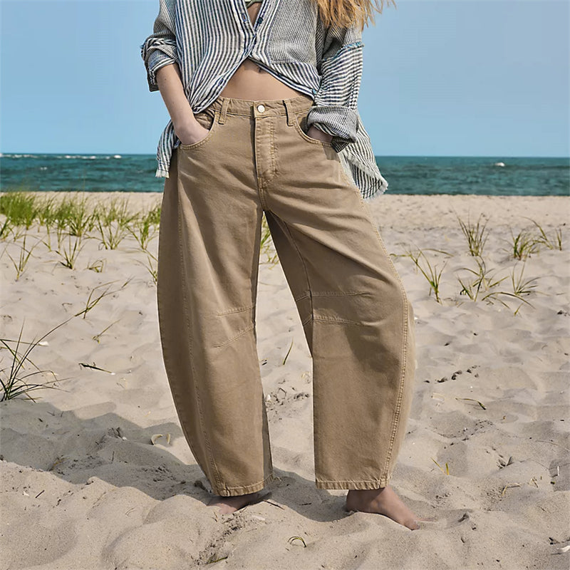 Women’s Barrel Leg Jeans High Waist Relaxed Fit Denim