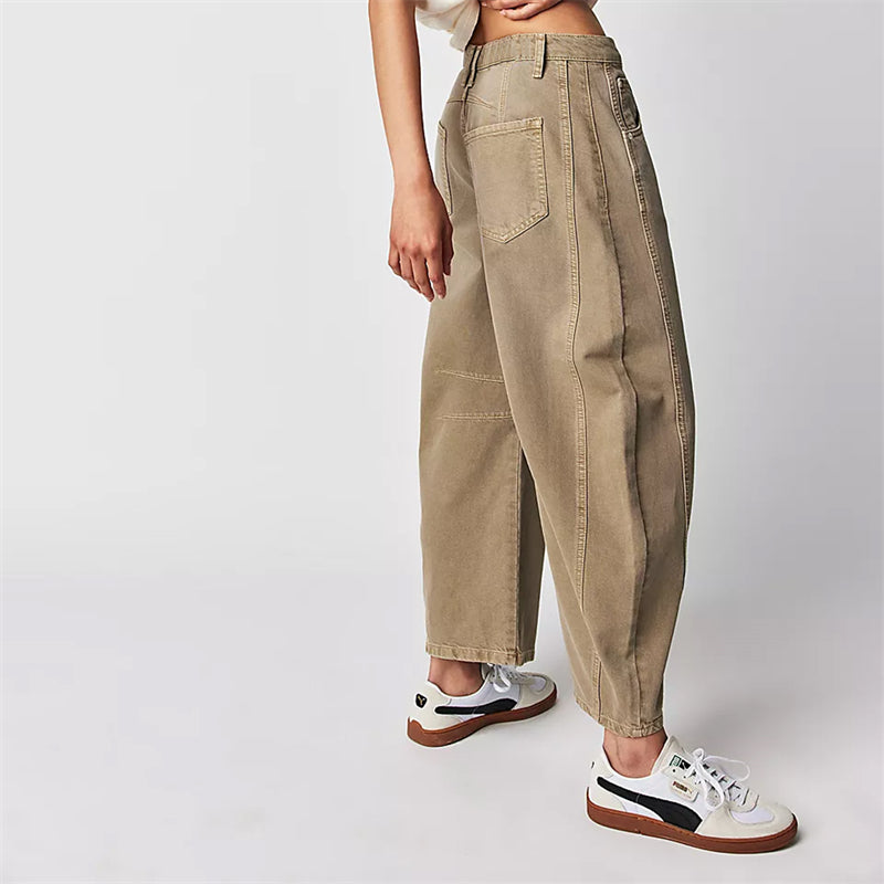 Women’s Barrel Leg Jeans High Waist Relaxed Fit Denim