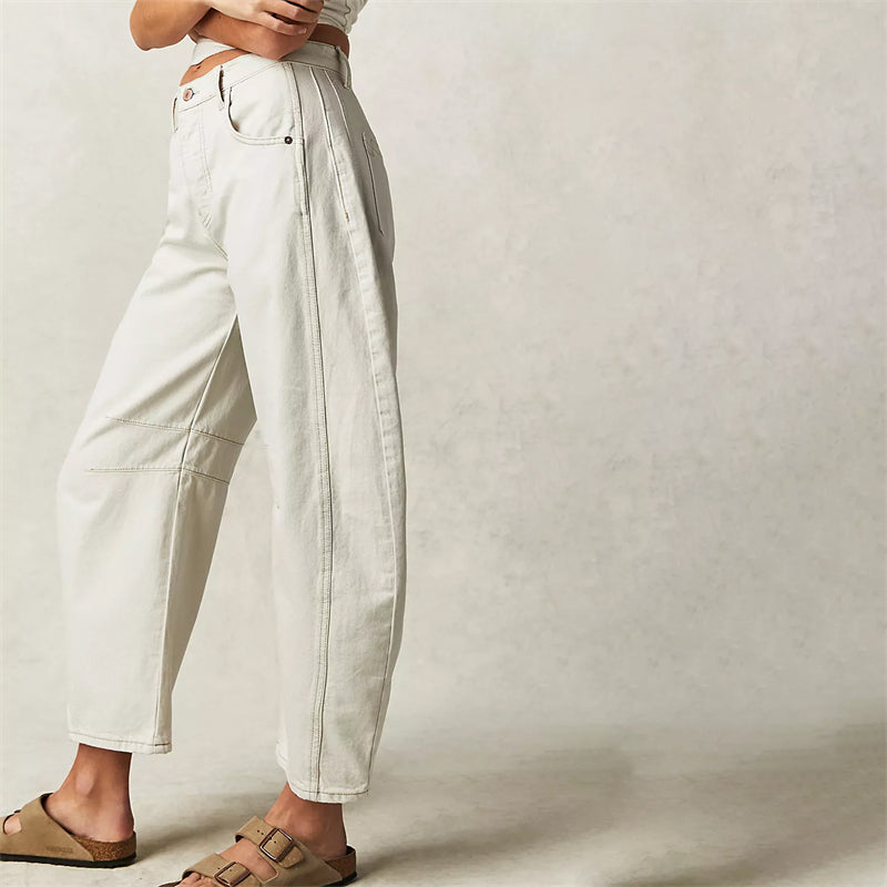 Women’s Barrel Leg Jeans High Waist Relaxed Fit Denim
