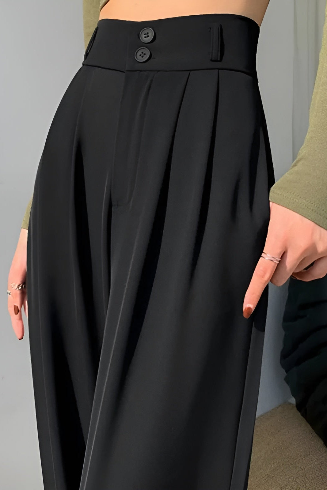 Ceylan Women's High Waist Wide Leg Trousers Pleated Fit