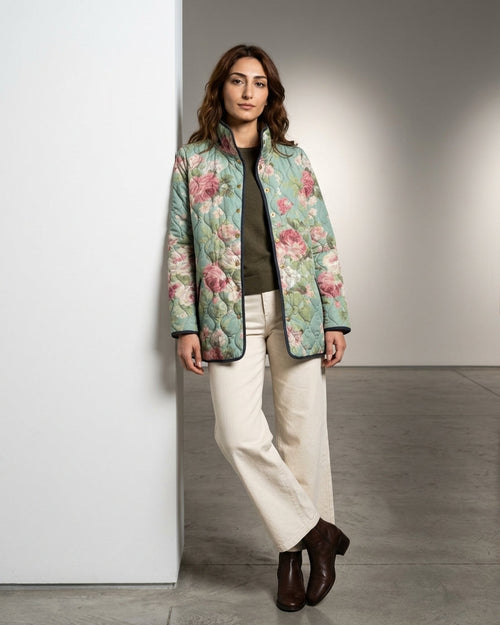 Women’s Blazer jackets Alternative with Boho Floral Print and Quilted Design
