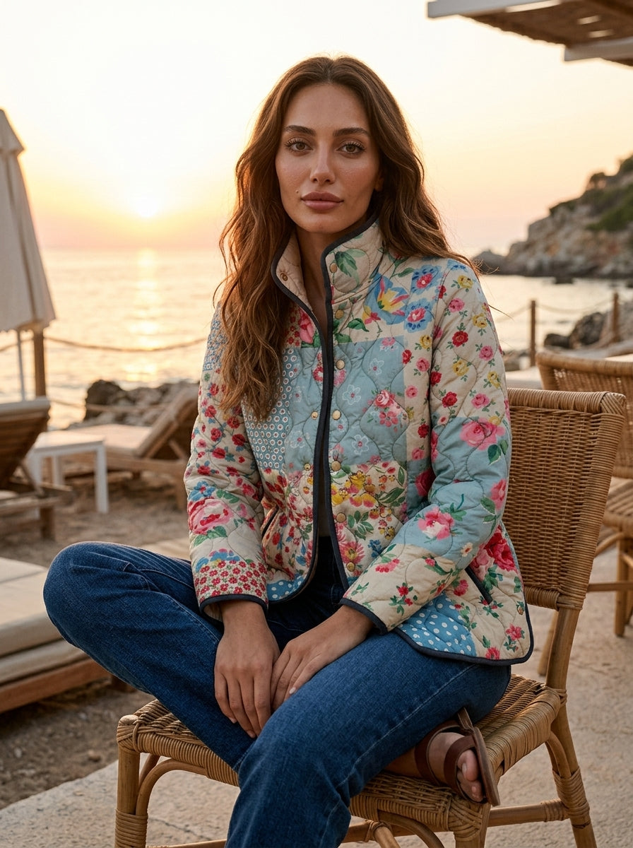 Women’s Blazer jackets Alternative with Boho Floral Patchwork and Quilted Frame