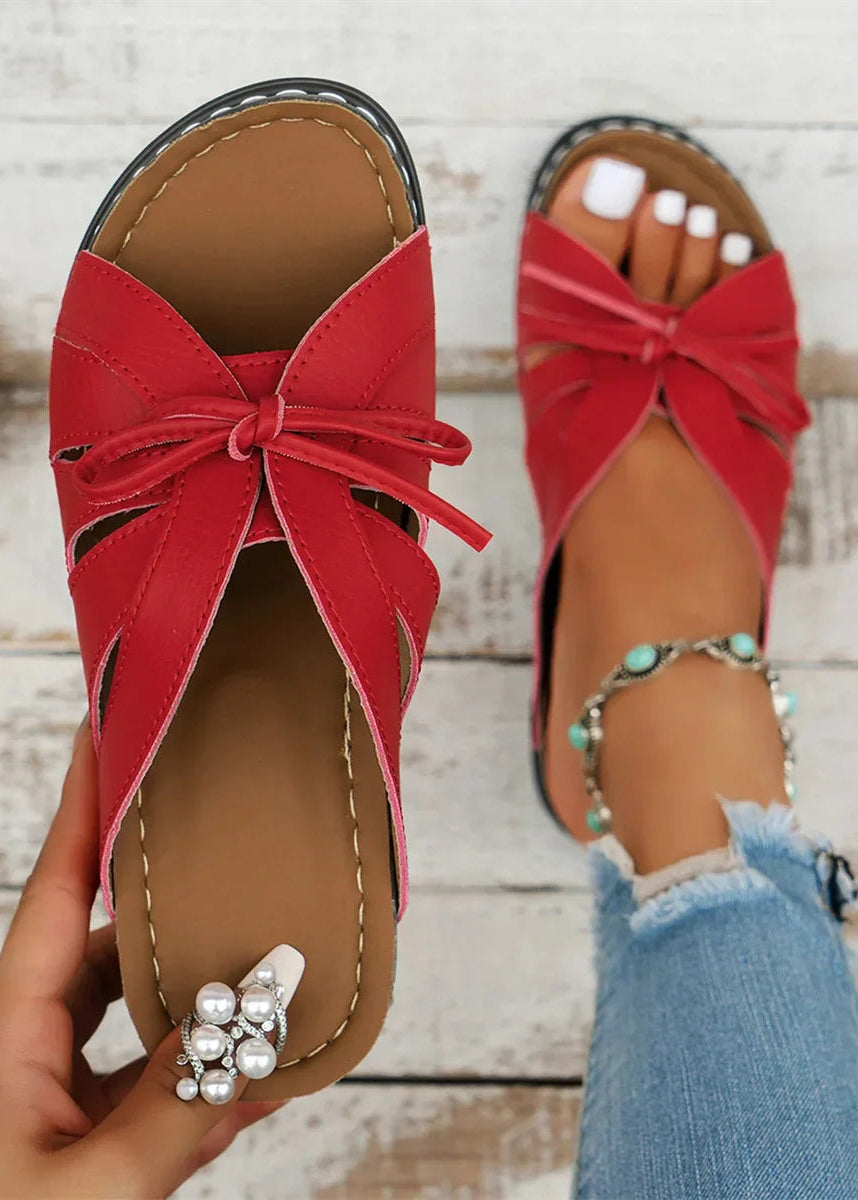 Women’s Wedge Sandals with Bowknot Detail and Open Toe Slide Design