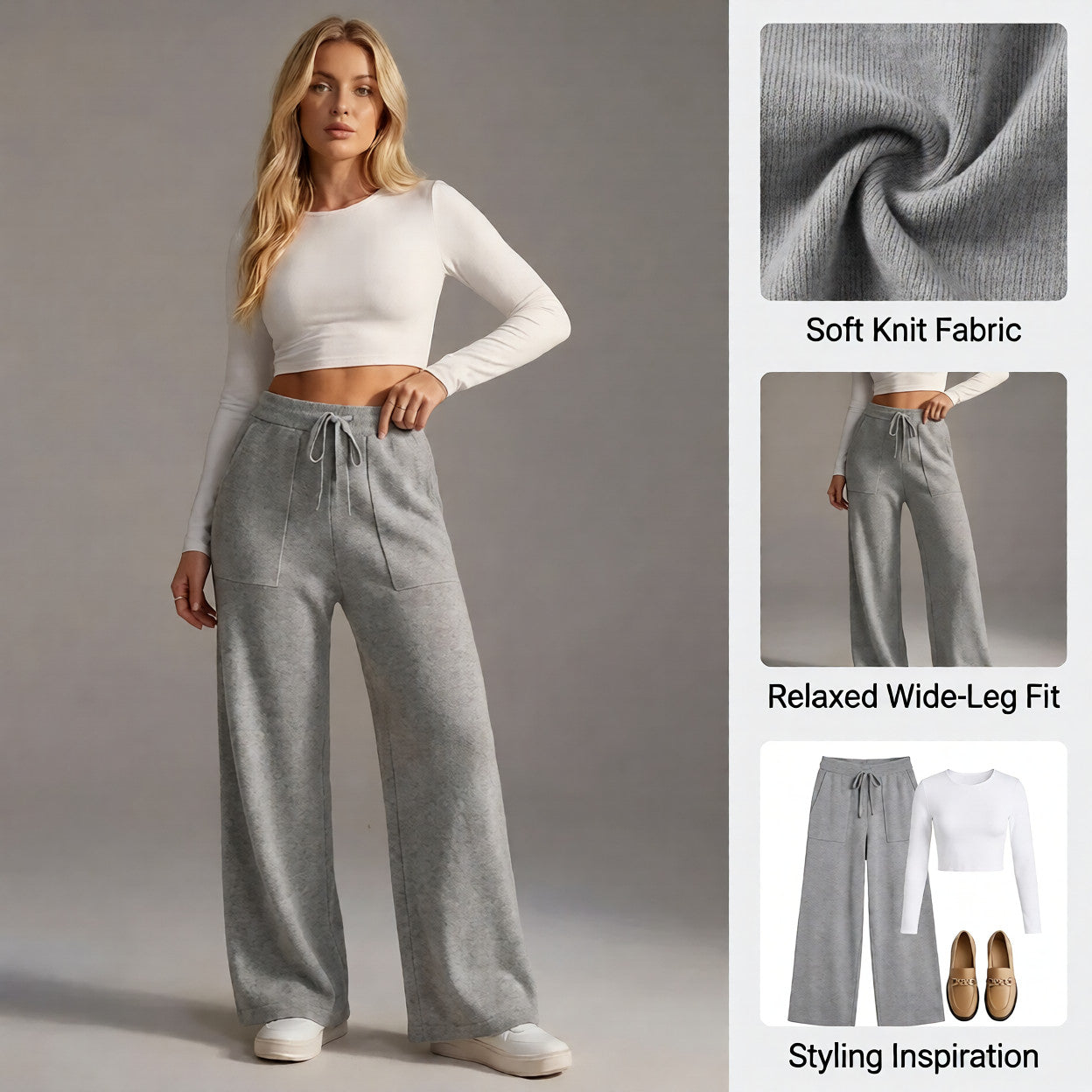 Ceylan Women’s High Waisted Wool Trousers Pleated Wide Leg