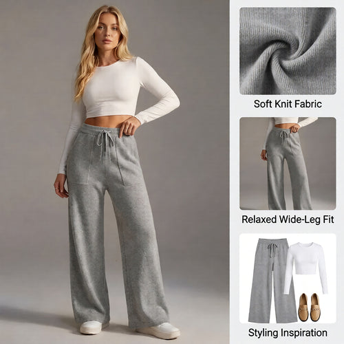 Ceylan Women’s High Waisted Wool Trousers Pleated Wide Leg