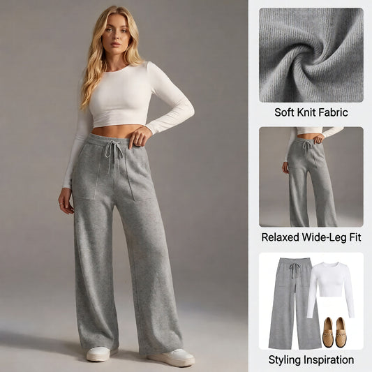 Ceylan Women’s High Waisted Wool Trousers Pleated Wide Leg