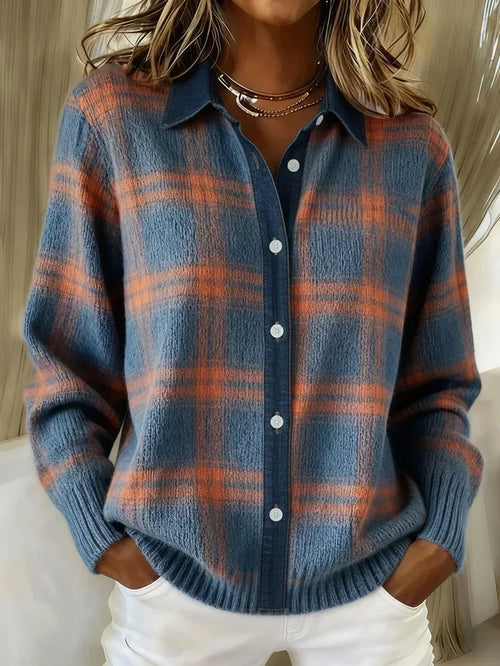 Women's Plaid Button-Up Flannel Shirt