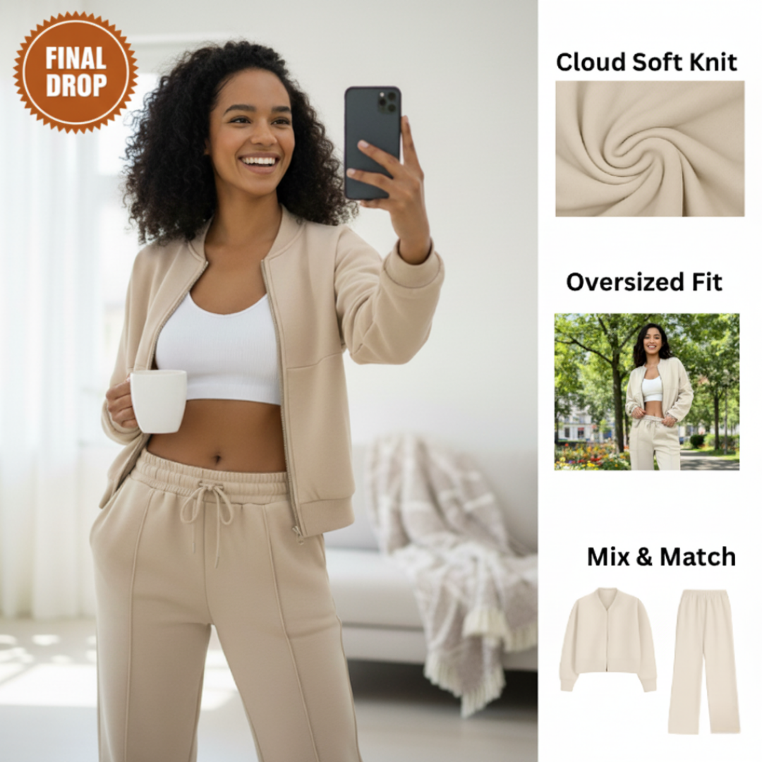 Ceylan® Oversized Zip Up Sweatsuit Set