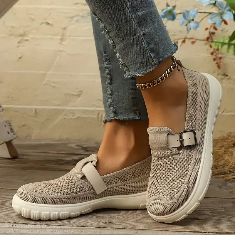 Women’s Mary Jane Shoes with Breathable Mesh and Adjustable Buckle