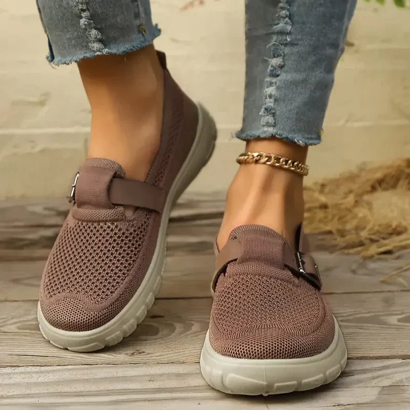 Women’s Mary Jane Shoes with Breathable Mesh and Adjustable Buckle