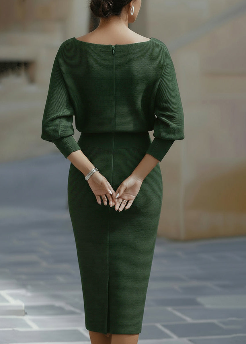 Ceylan Women’s Draped Batwing Midi Dress with Cowl Neckline