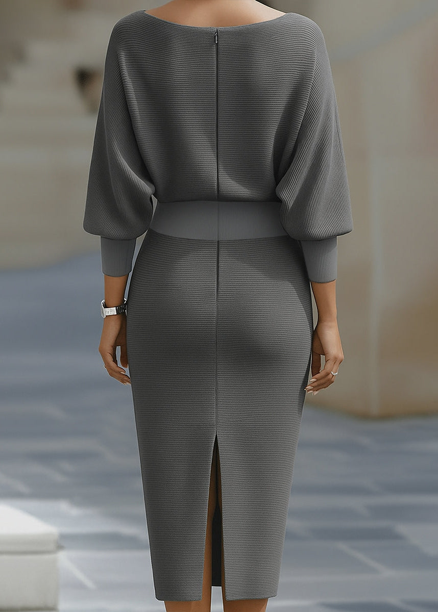 Ceylan Women’s Draped Batwing Midi Dress with Cowl Neckline