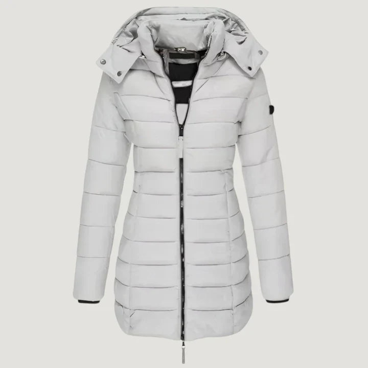 Women's Lightweight Long Puffer Coat With Stand Collar