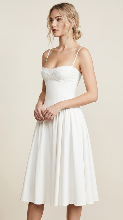 Women's Corset Midi Sundress with Adjustable Straps for a Flattering Fit