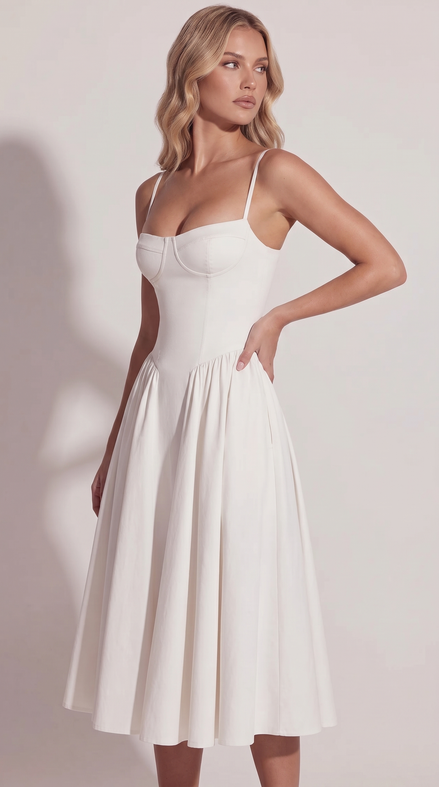 Women's Corset Midi Sundress with Adjustable Straps for a Flattering Fit
