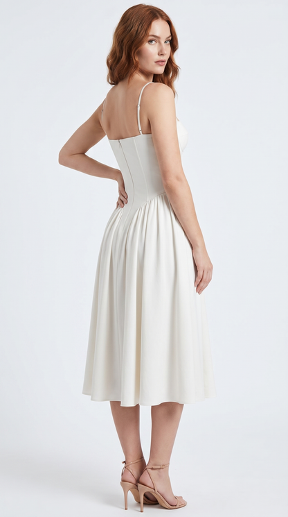 Women's Corset Midi Sundress with Adjustable Straps for a Flattering Fit