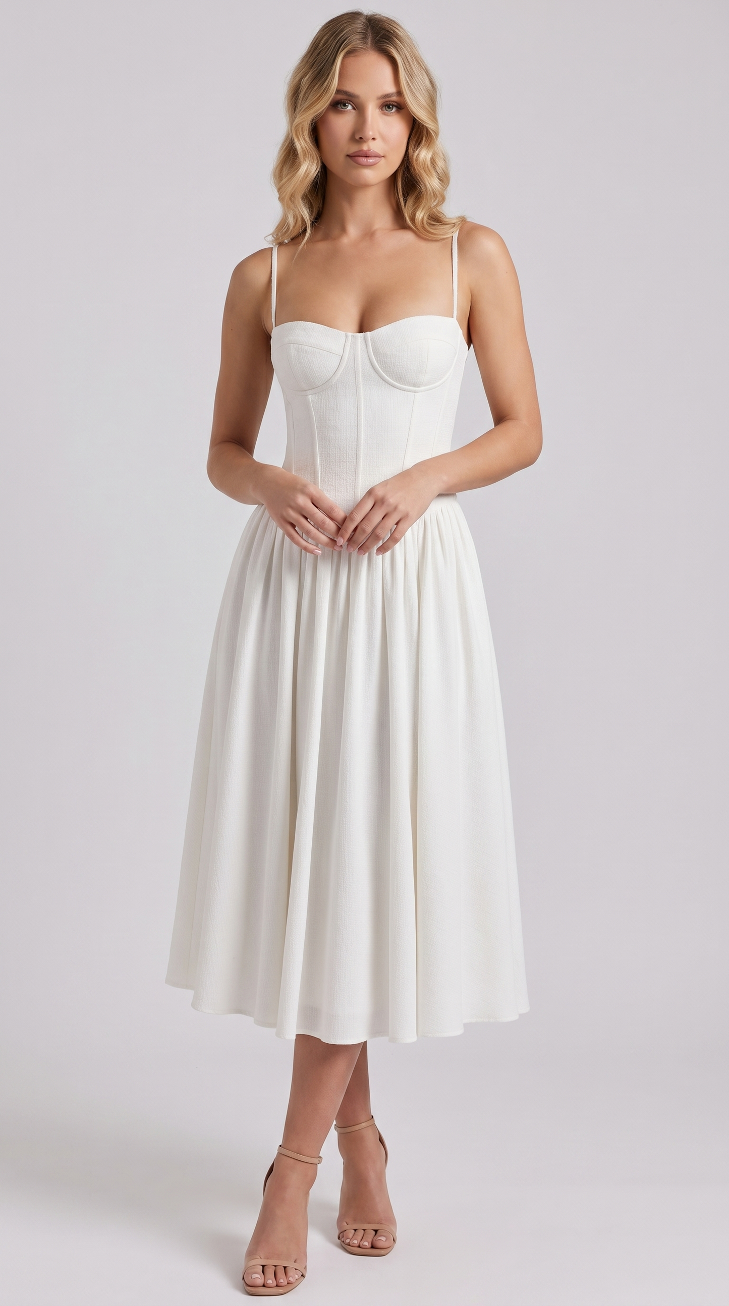 Women's Corset Midi Sundress with Adjustable Straps for a Flattering Fit