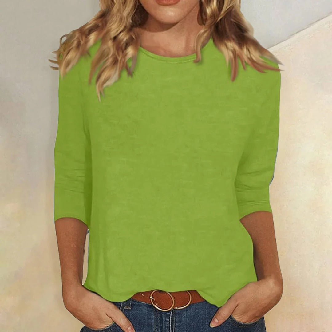Women’s T-Shirt with Three-Quarter Sleeves and Crew Neckline