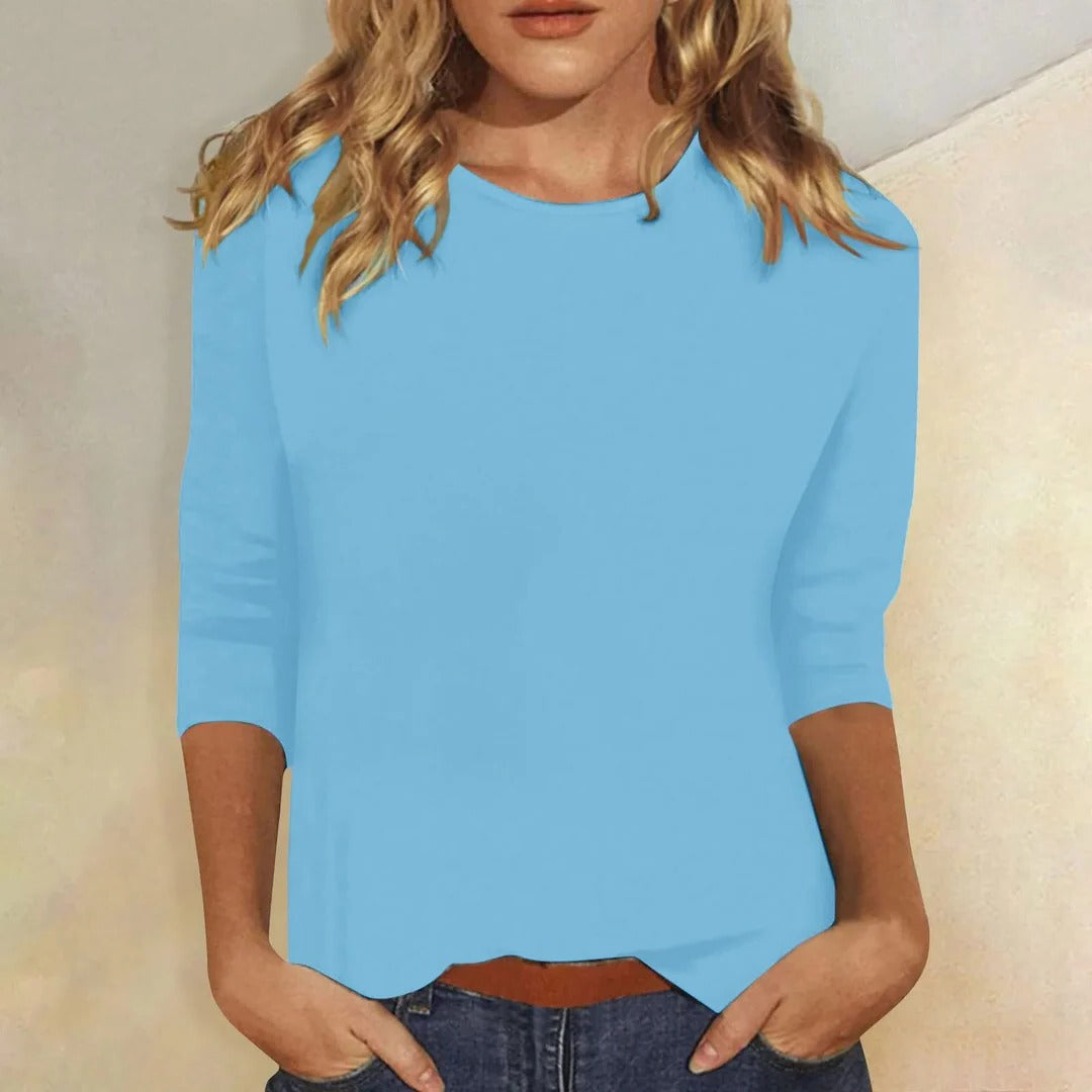 Women’s T-Shirt with Three-Quarter Sleeves and Crew Neckline