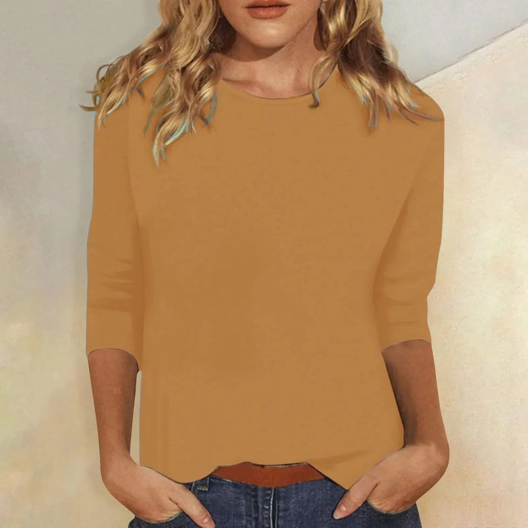 Women’s T-Shirt with Three-Quarter Sleeves and Crew Neckline