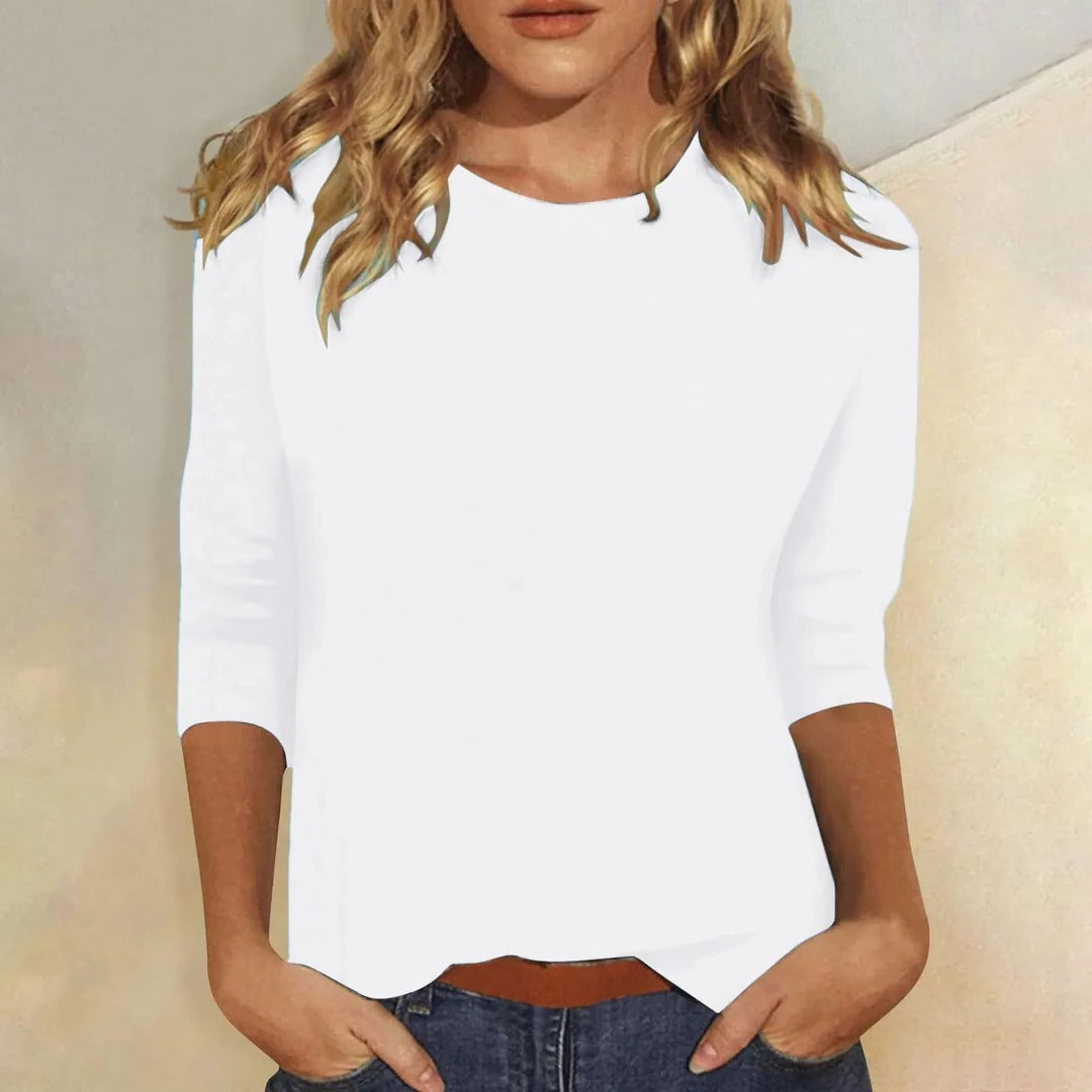 Women’s T-Shirt with Three-Quarter Sleeves and Crew Neckline