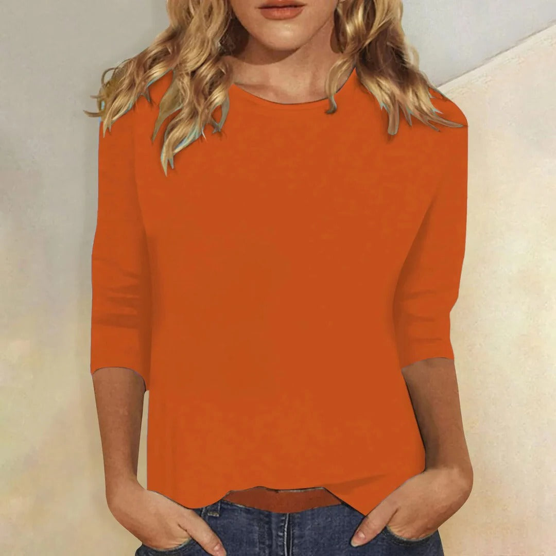 Women’s T-Shirt with Three-Quarter Sleeves and Crew Neckline