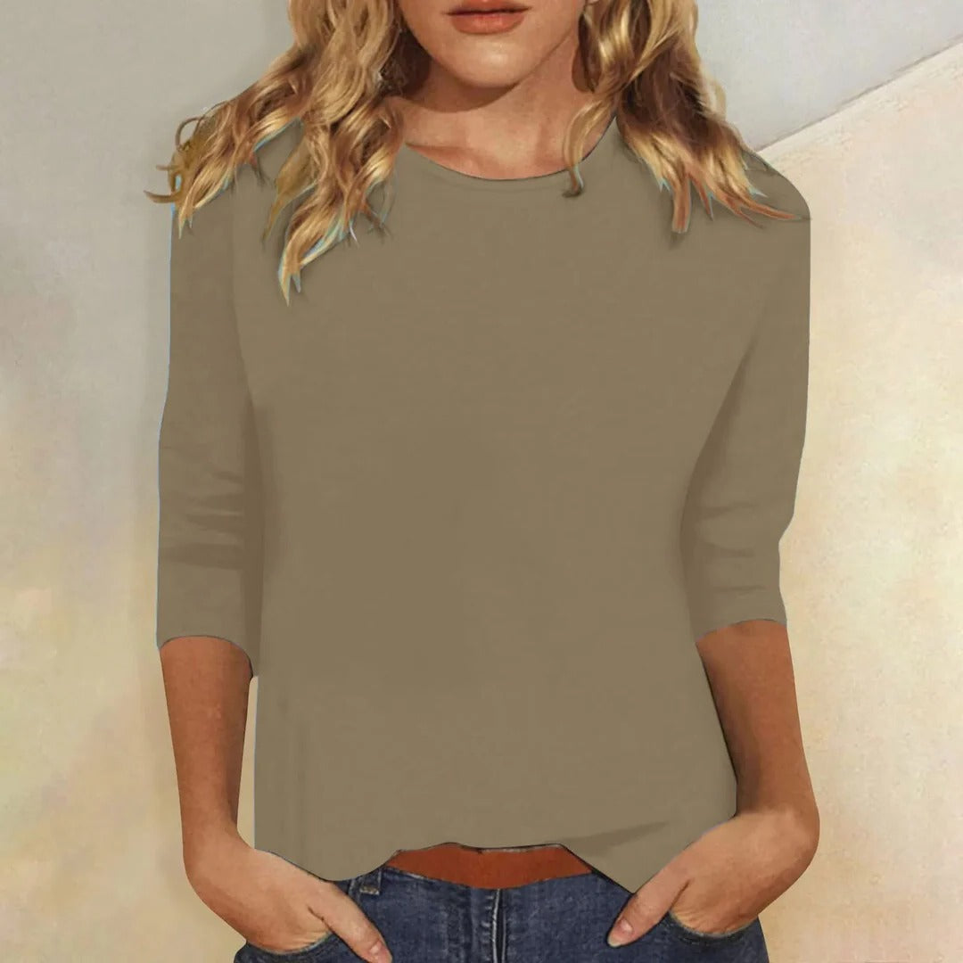 Women’s T-Shirt with Three-Quarter Sleeves and Crew Neckline