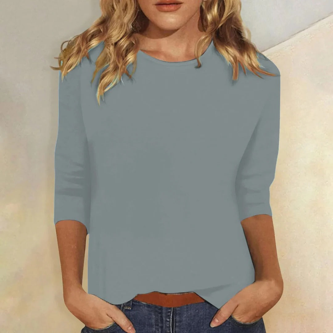 Women’s T-Shirt with Three-Quarter Sleeves and Crew Neckline