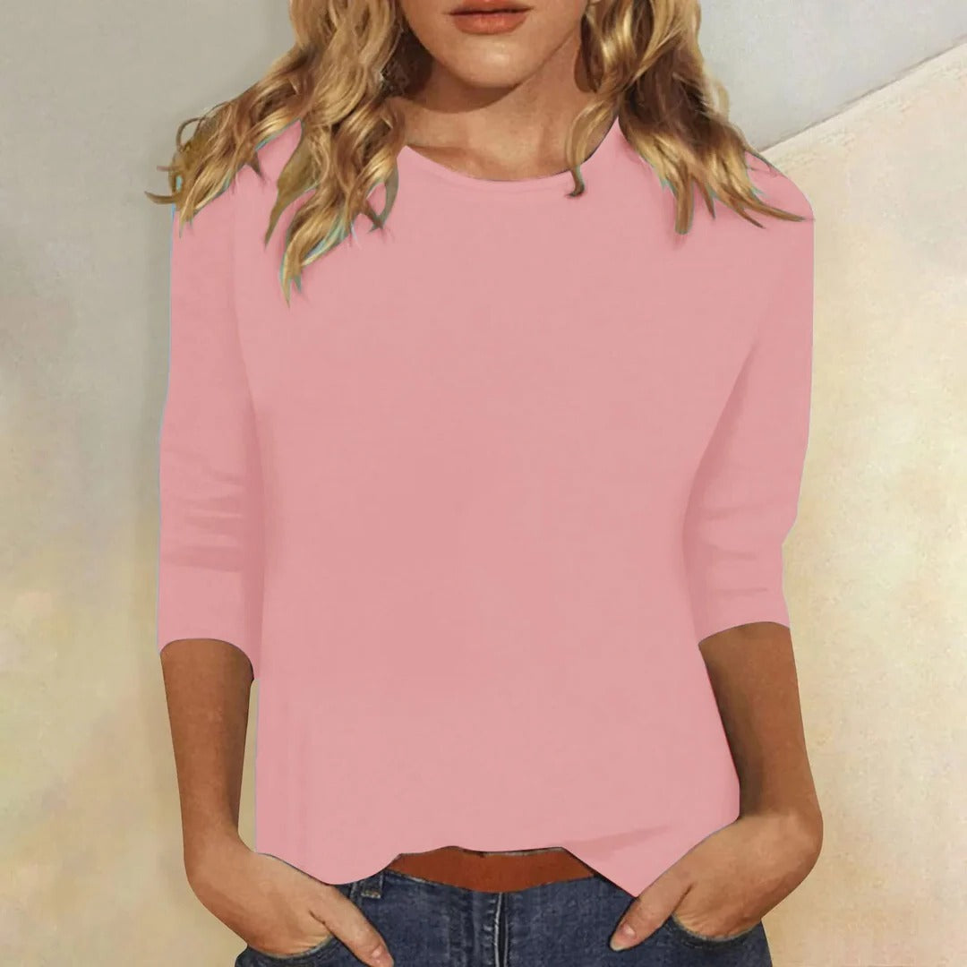 Women’s T-Shirt with Three-Quarter Sleeves and Crew Neckline