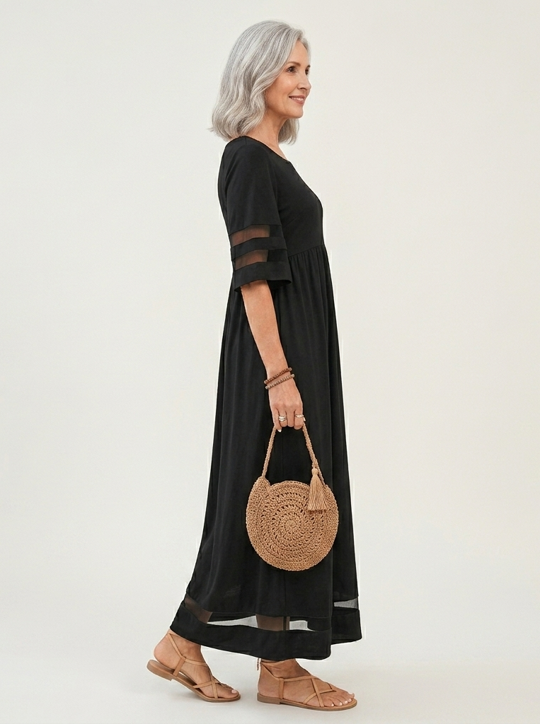 Women's Flattering Tummy-Smoothing Midi Dress with Relaxed Fit for All-Day Comfort