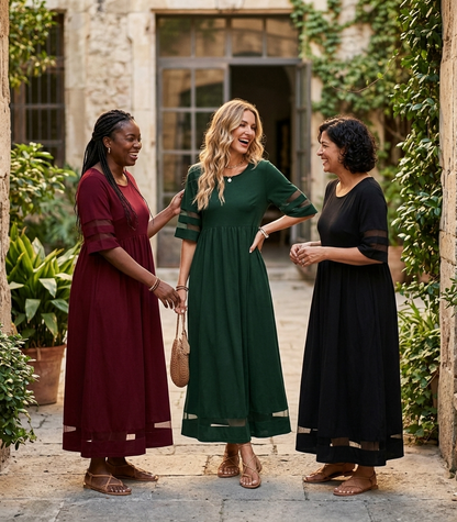 Women's Flattering Tummy-Smoothing Midi Dress with Relaxed Fit for All-Day Comfort