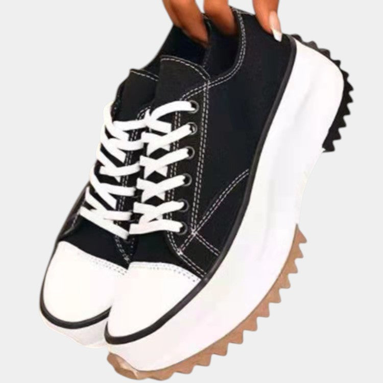 Women's Platform Lug Sole Sneakers Lightweight Lace Up Comfort Trainers