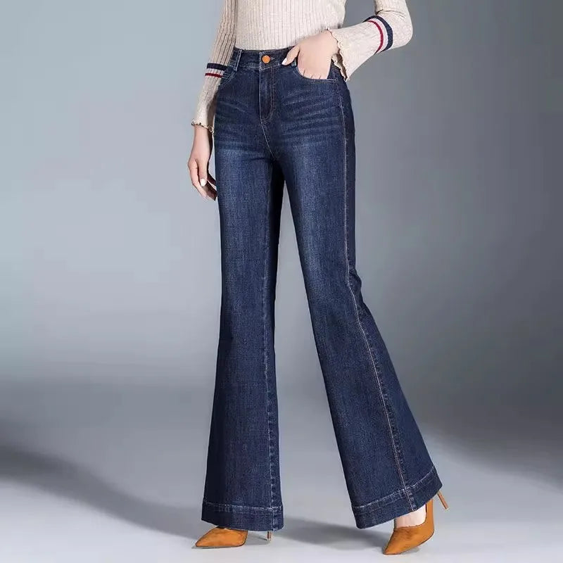 Ceylan Women’s High Waisted Wide Leg Jeans Vintage Flare