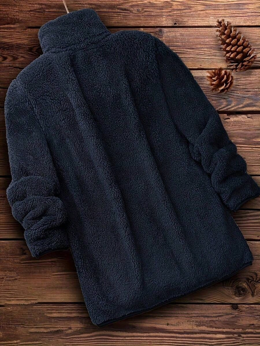 Ceylan Women’s Teddy Fleece Jacket Warm Longline Zip-Up
