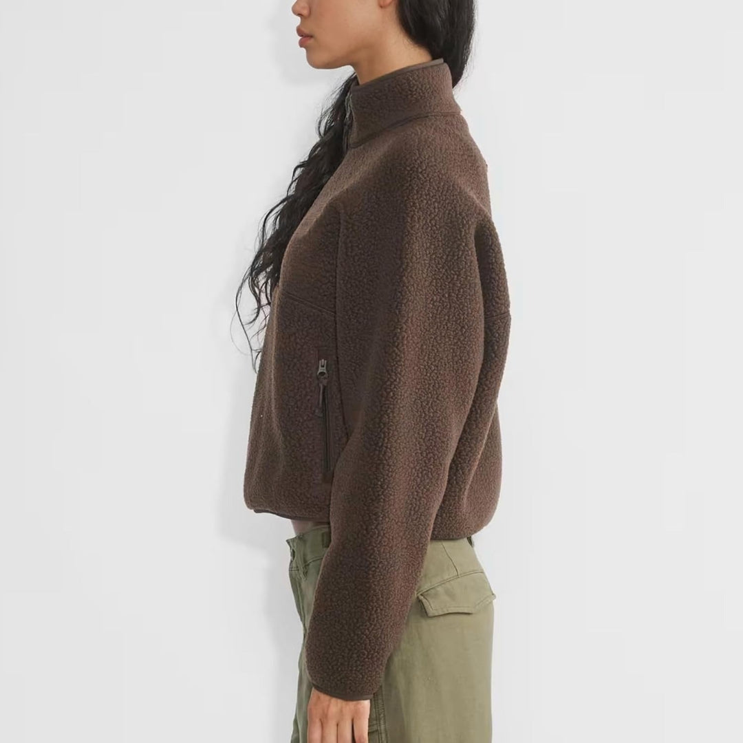 Ceylan Women's Half Zip Fleece Pullover High Pile Thermal Sweater