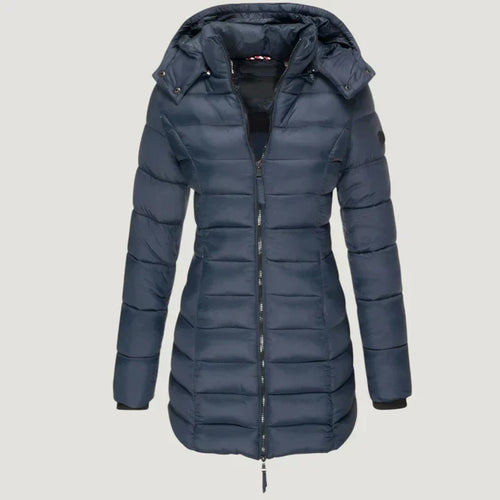 Women's Lightweight Long Puffer Coat With Stand Collar