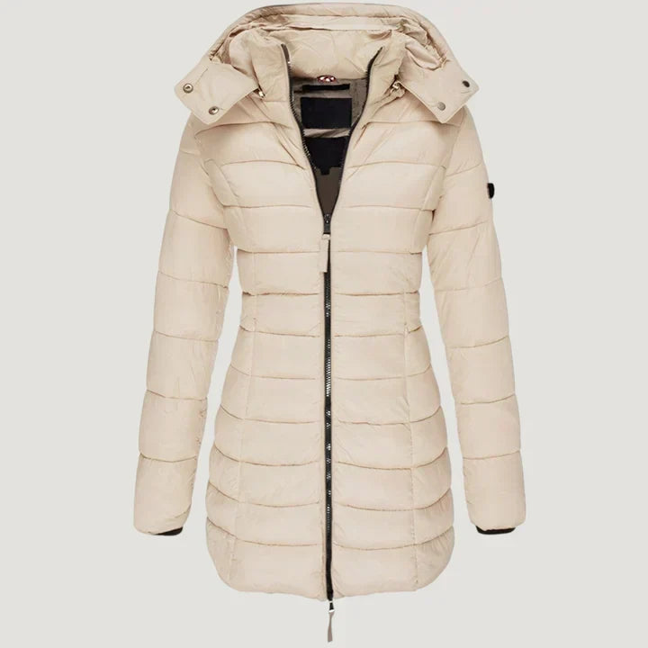Women's Lightweight Long Puffer Coat With Stand Collar
