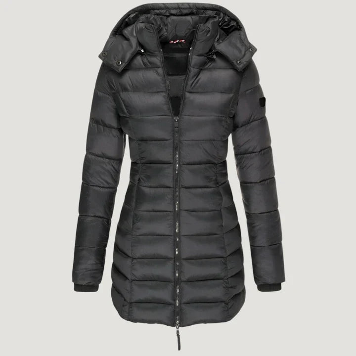 Women's Lightweight Long Puffer Coat With Stand Collar